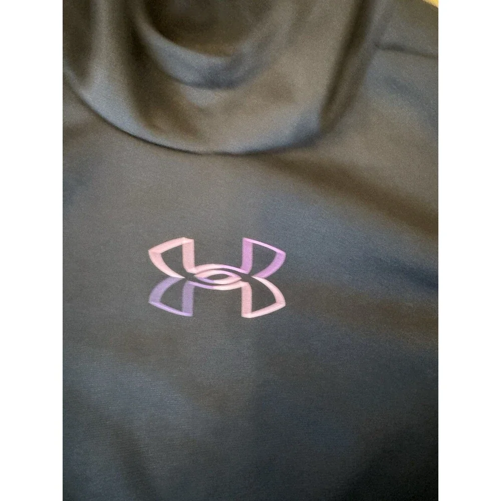 Under Armour Hoodie Youth XL YXL Black Pink Purple Logo Fleece Pullover